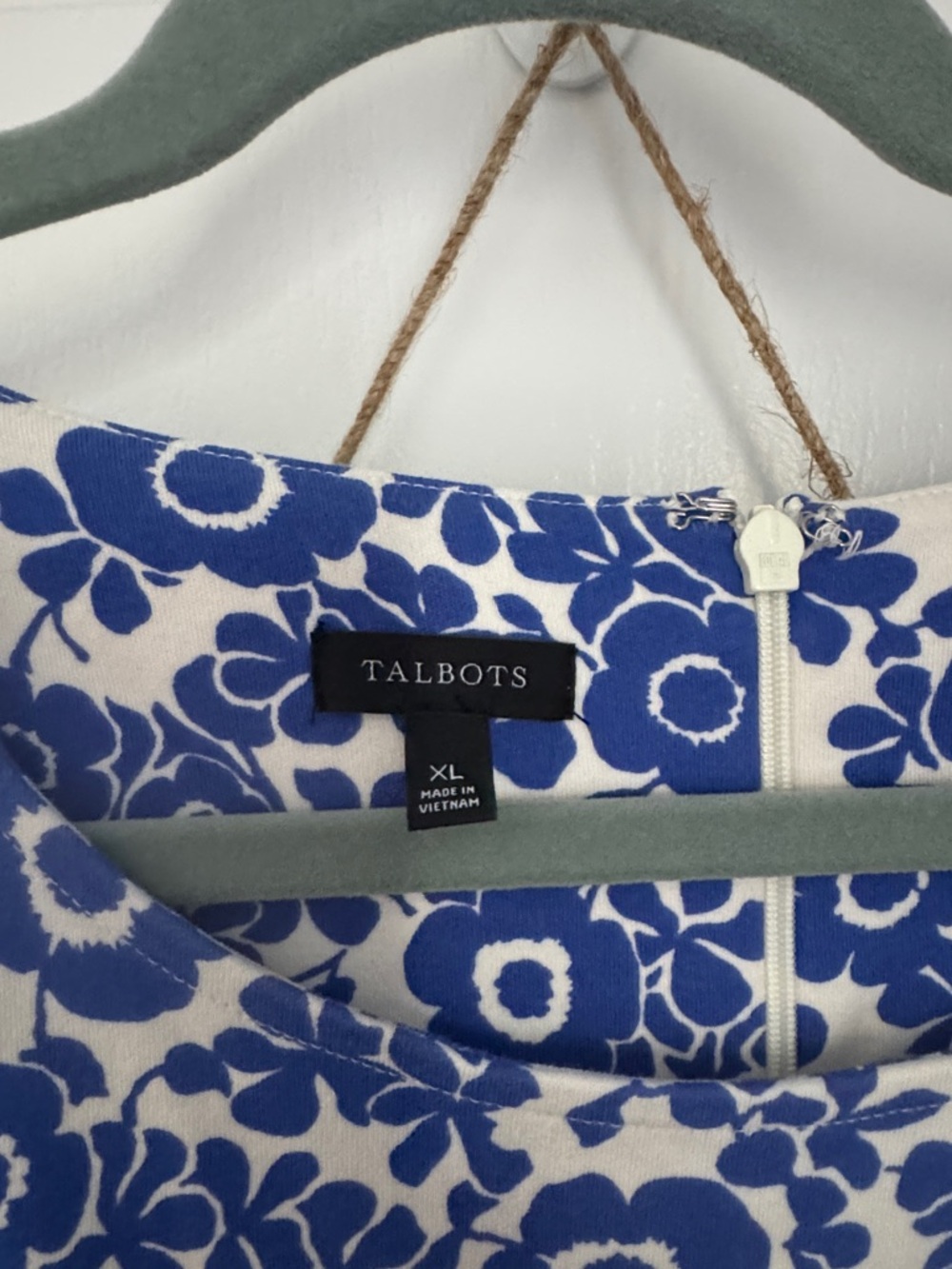 Talbots Blue and White Floral Fit & Flare Mini Dress - Picture 2 of 3